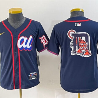 Women's American League Detroit Tigers Team Big Logo Navy 2025 All-Star Edition Limited Stitched Baseball Jersey(Run Small)