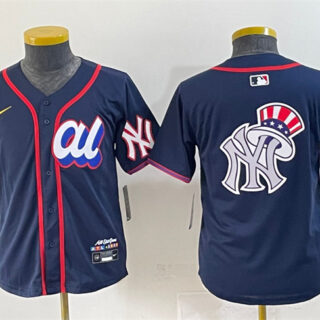 Women's American League New York Yankees Team Big Logo Navy 2025 All-Star Edition Limited Stitched Baseball Jersey(Run Small)