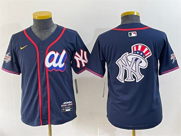 Women's American League New York Yankees Team Big Logo Navy 2025 All-Star Edition Limited Stitched Baseball Jersey(Run Small)