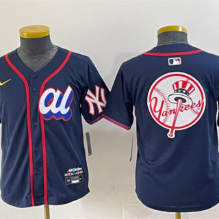 Women's American League New York Yankees Team Big Logo Navy 2025 All-Star Edition Limited Stitched Baseball Jersey(Run Small)