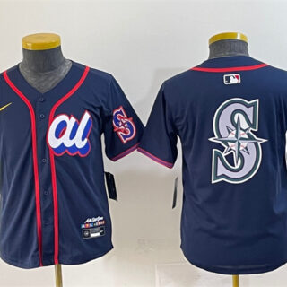 Women's American League Seattle Mariners Team Big Logo Navy 2025 All-Star Edition Limited Stitched Baseball Jersey(Run Small)