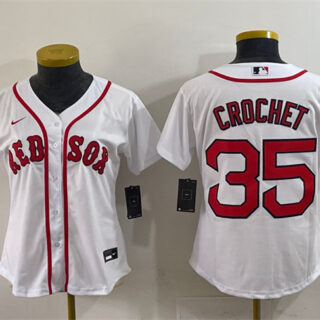 Women's Boston Red Sox #35 Garrett Crochet White Cool Base Stitched Baseball Jersey(Run Small)