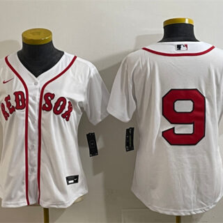 Women's Boston Red Sox #9 Ted Williams White Cool Base Stitched Baseball Jersey(Run Small)