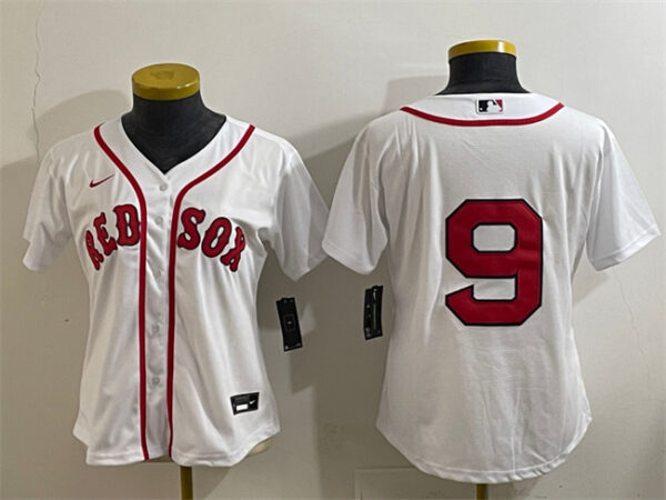 Women's Boston Red Sox #9 Ted Williams White Cool Base Stitched Baseball Jersey(Run Small)
