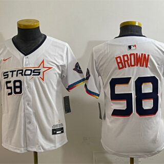 Women's Houston Astros #58 Hunter Brown White 2025 City Connect Limited Stitched Baseball Jersey(Run Small)