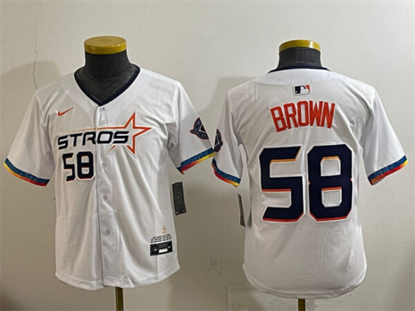 Women's Houston Astros #58 Hunter Brown White 2025 City Connect Limited Stitched Baseball Jersey(Run Small)