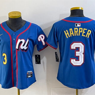 Women's National League #3 Bryce Harper Blue 2025 All-Star Edition Limited Stitched Baseball Jersey(Run Small)