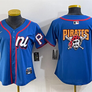 Women's National League Pittsburgh Pirates Team Big Logo Blue 2025 All-Star Edition Limited Stitched Baseball Jersey(Run Small)