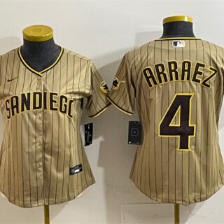 Women's San Diego Padres #4 Luis Arraez Tan Stitched Baseball Jersey(Run Small)
