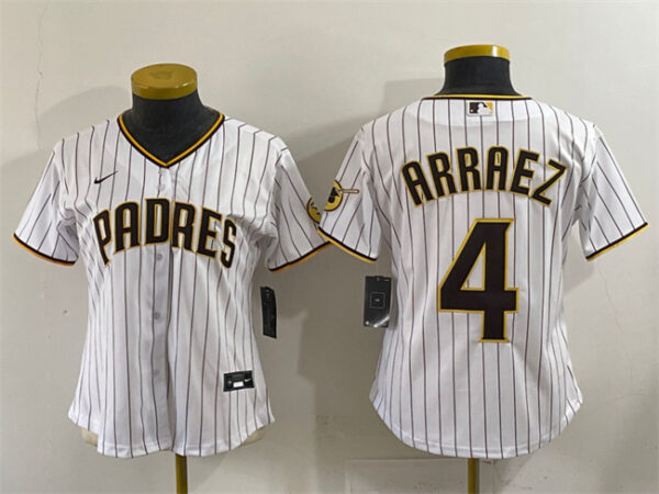 Women's San Diego Padres #4 Luis Arraez White Stitched Baseball Jersey(Run Small)