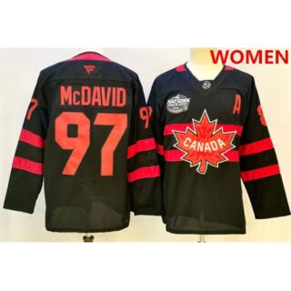 Women's Canada #97 Connor McDavid Black 2025 4 Nations Face-Off Premium With A Stitched Jersey