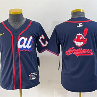 Youth American League Cleveland Guardians Team Big Logo Navy 2025 All-Star Edition Limited Stitched Baseball Jersey