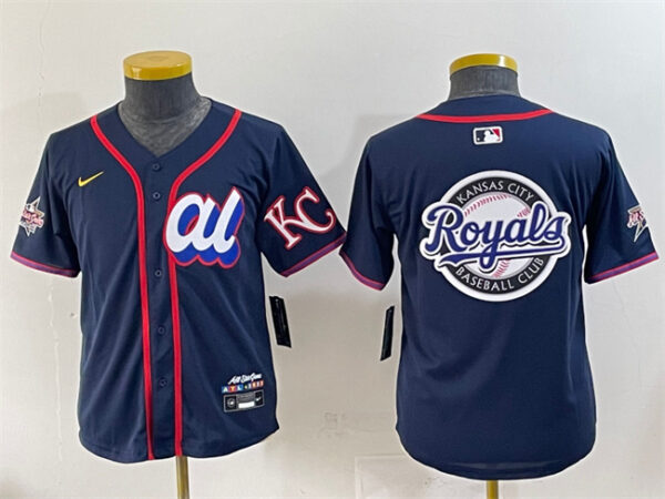 Youth American League Kansas City Royals Team Big Logo Navy 2025 All-Star Edition Limited Stitched Baseball Jersey