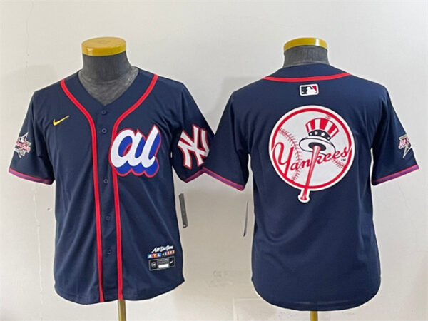 Youth American League New York Yankees Team Big Logo Navy 2025 All-Star Edition Limited Stitched Baseball Jersey