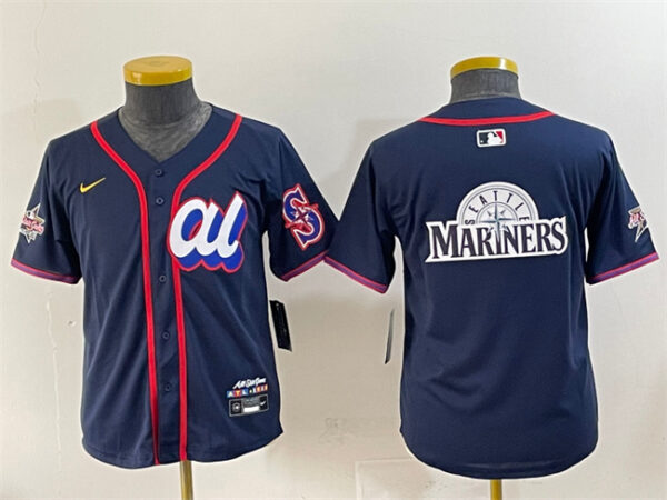 Youth American League Seattle Mariners Team Big Logo Navy 2025 All-Star Edition Limited Stitched Baseball Jersey