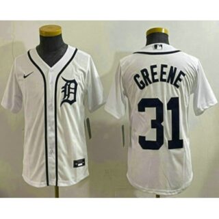 Youth Detroit Tigers #31 Riley Greene White Cool Base Stitched Jersey