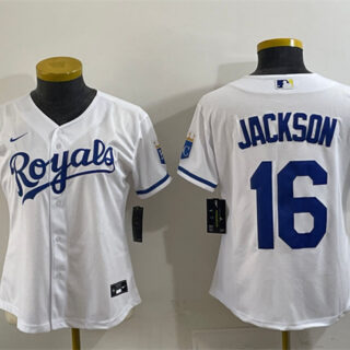 Youth Kansas City Royals #16 Bo Jackson White Cool Base Stitched Baseball Jersey