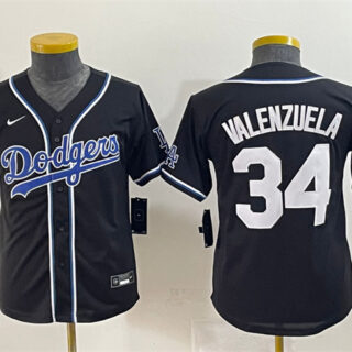 Youth Los Angeles Dodgers #34 Fernando Valenzuela Black Stitched Baseball Jersey