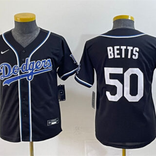 Youth Los Angeles Dodgers #50 Mookie Betts Black Stitched Baseball Jersey
