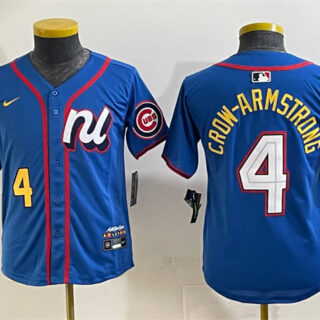 Youth National League #4 Pete Crow-Armstrong Blue 2025 All-Star Edition Limited Stitched Baseball Jersey