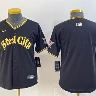 Youth Pittsburgh Pirates Blank Black 412 Patch Vapor Premier Limited Stitched Baseball Jersey