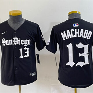 Youth San Diego Padres #13 Manny Machado Black Gothic Edition Vapor Limited Stitched Baseball Jersey