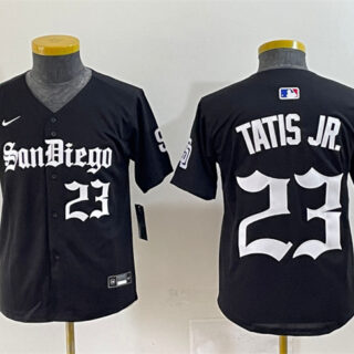 Youth San Diego Padres #23 Fernando Tatis Jr. Black Gothic Edition Vapor Limited Stitched Baseball Jersey