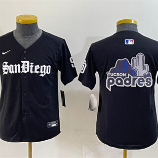 Youth San Diego Padres Team Big Logo Black Gothic Edition Vapor Limited Stitched Baseball Jersey