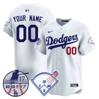 Custom Los Angeles Dodgers Vapor Limited Jersey Shohei Ohtani Patch All Stitched White