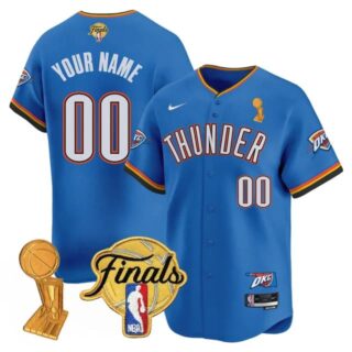 Custom Men's Oklahoma City Thunder Final Patch Split Baseball Jersey All Stitched