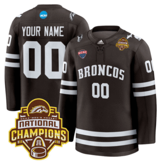 Custom Western Michigan Broncos 2025 National Champions Patch Premium Brown Jersey All Stitched