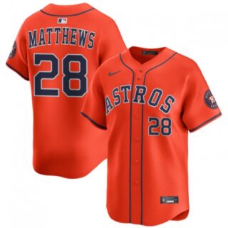 Men's Houston Astros #28 Brice Matthews Orange 2025 Alternate Limited Stitched Baseball Jersey