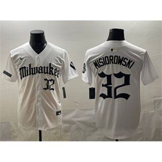 Men's Milwaukee Brewers #32 Jacob Misiorowski White 'Gothic 414 Shadows Edition' Vapor Premier Limited Stitched Jersey
