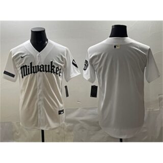 Men's Milwaukee Brewers Blank White 'Gothic 414 Shadows Edition' Vapor Premier Limited Stitched Jersey