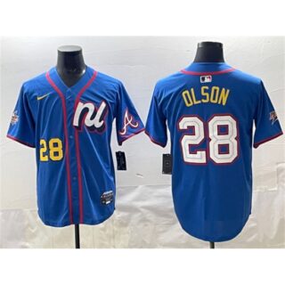 Men's National League #28 Matt Olson Blue 2025 All-Star Edition Limited Stitched Baseball Jersey