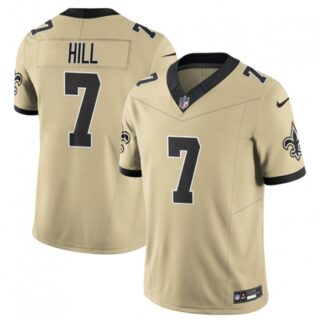 Men's New Orleans Saints #7 Taysom Hill Gold 2025 F.U.S.E. Alternate Vapor Limited Football Stitched Jersey