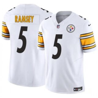 Men's Pittsburgh Steelers #5 Jalen Ramsey White 2025 F.U.S.E. Vapor Limited Football Stitched Jersey