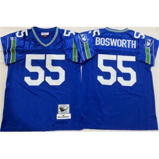 Men's Seattle Seahawks #55 Brian Bosworth Royal Throwback Football Stitched Jersey