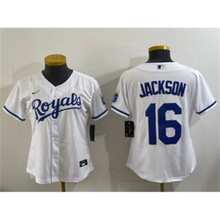 Youth Kansas City Royals #16 Bo Jackson White Cool Base Stitched Baseball Jersey