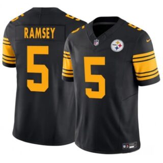 Youth Pittsburgh Steelers #5 Jalen Ramsey Black 2024 F.U.S.E. Color Rush Limited Football Stitched Jersey