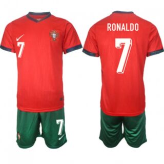 Youth Portugal Team #7 Ronaldo 2024-25 Red Home Soccer Jersey Suit