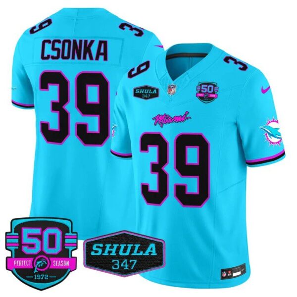 Men's Larry Csonka #39 Miami Dolphins Miami Vice Aqua Vapor Limited Jersey