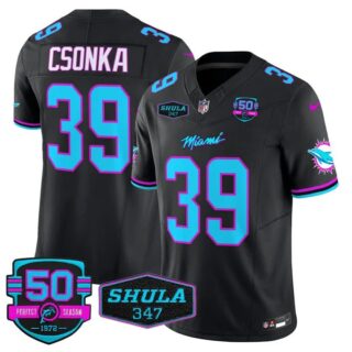 Men's Larry Csonka #39 Miami Dolphins Miami Vice Black Vapor Limited Jersey