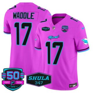 Men's Jaylen Waddle #17 Miami Dolphins Miami Vice Pink Vapor Limited Jersey