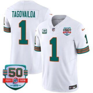 Men's Tua Tagovailoa #1 Miami Dolphins Miami Vice White Vapor Limited Jersey