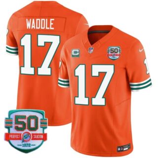 Men's Jaylen Waddle #17 Miami Dolphins Miami Vice Orange Vapor Limited Jersey