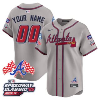Custom Atlanta Braves 2025 Speedway Classic Limited Custom Jersey V1 - All Stitched Gray