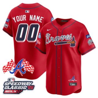 Custom Atlanta Braves 2025 Speedway Classic Limited Jersey V1 - All Stitched Red