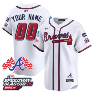 Custom Atlanta Braves 2025 Speedway Classic Limited Jersey V1 - All Stitched White