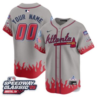 Custom Atlanta Braves 2025 Speedway Classic Limited Jersey V2 - All Stitched Gray